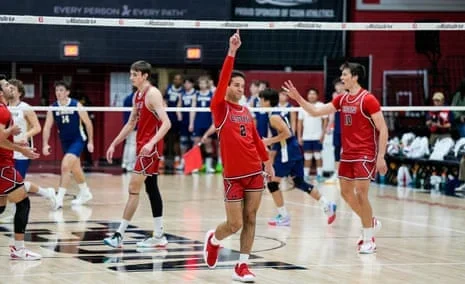Jordan Lucas celebrating during a volleyball game