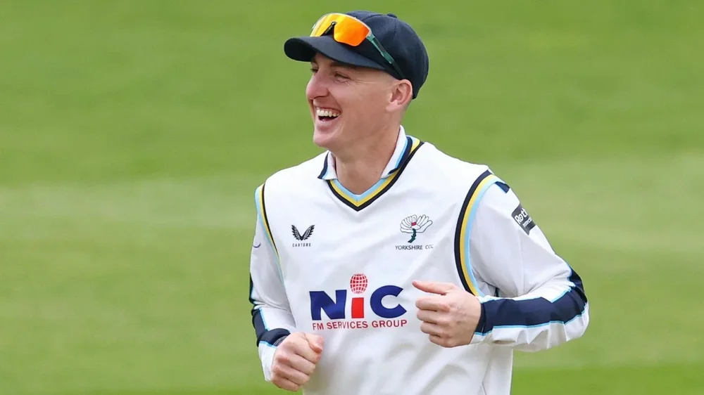Harry Brook is all smiles while fielding for Yorkshire